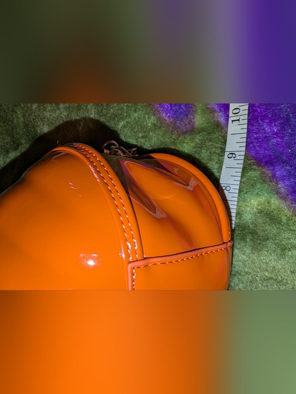 Pumpkin Shaped Chain Handle Bag Orange VGC - Picture 5 of 10